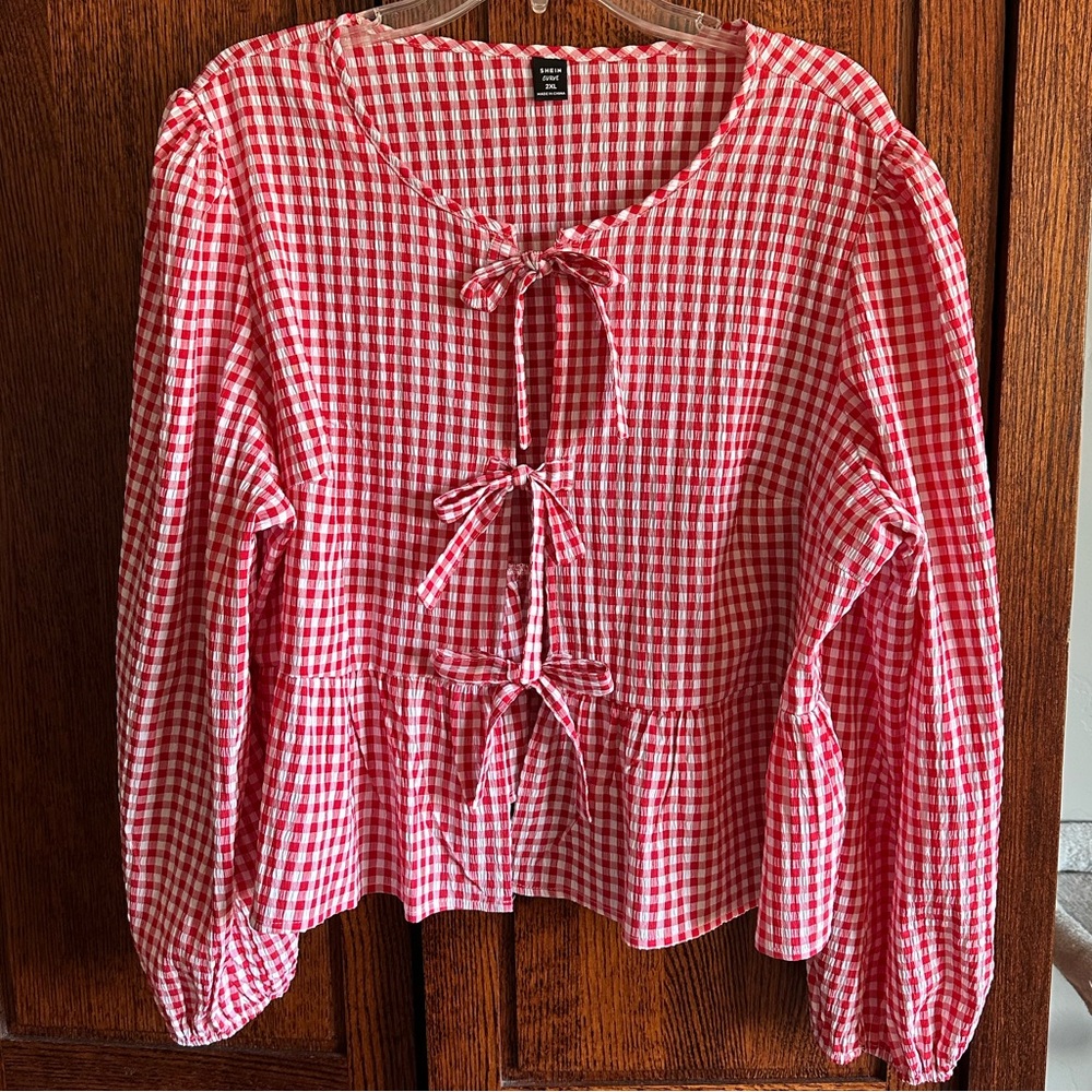 Gingham Bow tie Top